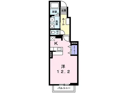 ガーデンコート B(ワンルーム/1階)の間取り写真