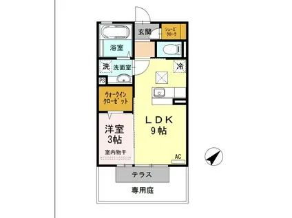 セジュールG(1LDK/1階)の間取り写真