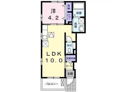 クレストールK(1LDK/1階)の間取り写真