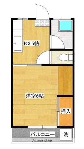 宮元アパート(1DK/2階)の間取り写真