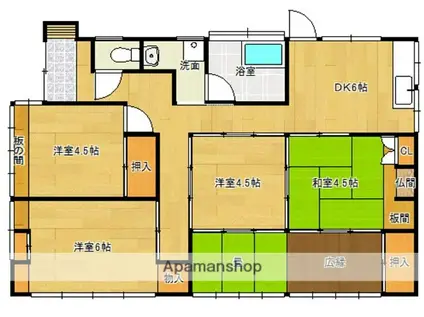 宮崎県都城市 1階建 築54年(4DK)の間取り写真