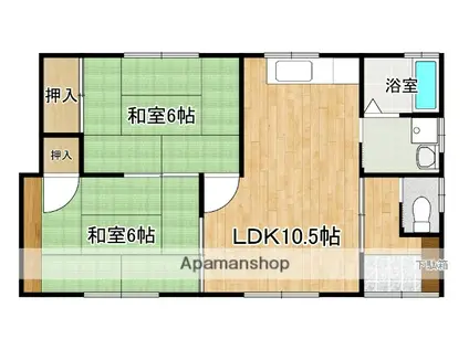 日豊本線 五十市駅 徒歩18分 1階建 築26年(2LDK)の間取り写真