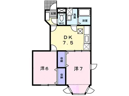 ドリームパレスA(2DK/1階)の間取り写真