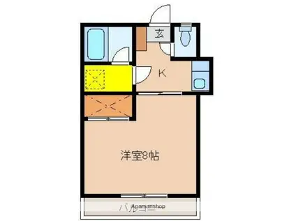 コーポMⅡ(1K/1階)の間取り写真