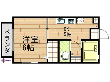 シャーメゾン恒久(1DK/2階)の間取り写真