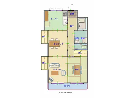 第11シャトーモリオカ(3DK/3階)の間取り写真