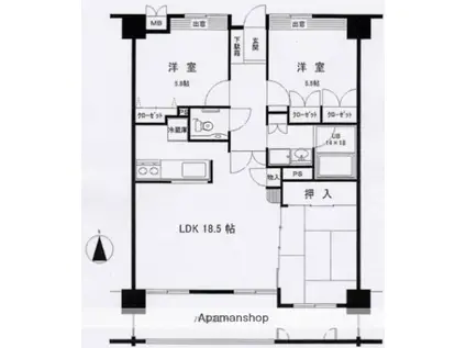 SEIマンション高千穂(3LDK/5階)の間取り写真