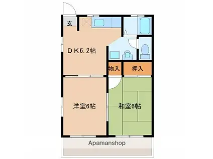 コマンスマンⅠ(2DK/1階)の間取り写真