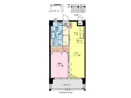 ティープリモ権現町(1LDK/1階)の間取り写真