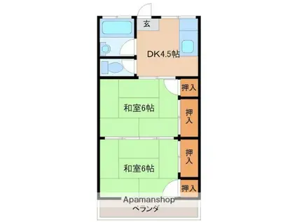 高木アパート(2DK/2階)の間取り写真