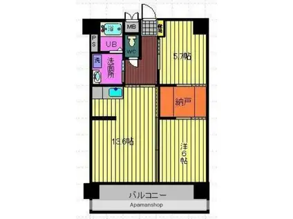ナチュラルタウンⅡ(2LDK/9階)の間取り写真