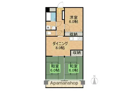 日神パレステージ宮崎(3DK/2階)の間取り写真