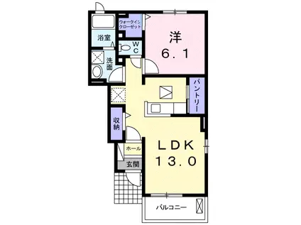 ブリーゼ楓Ⅱ A(1LDK/1階)の間取り写真