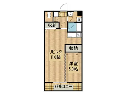 テラス燿(1LDK/2階)の間取り写真