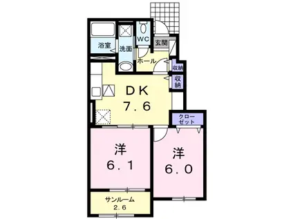 カルム・メゾン(2DK/1階)の間取り写真