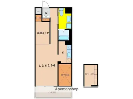 AKHK(1LDK/2階)の間取り写真