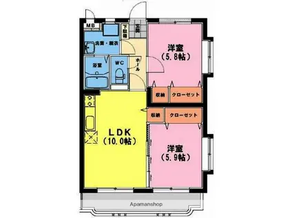 ユーミーいちまるⅥ(2LDK/1階)の間取り写真