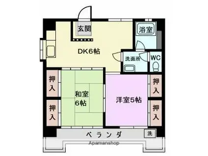 ガーデンヒルズ(2DK/2階)の間取り写真