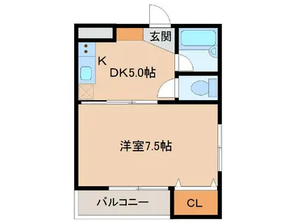 MIPビル(1K/2階)の間取り写真