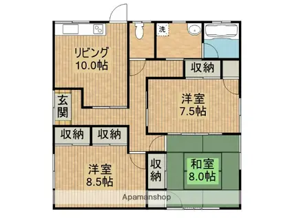 宮崎空港線 田吉駅 徒歩7分 1階建 築50年(3LDK)の間取り写真