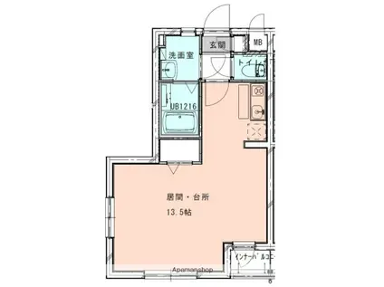 RUHE文化公園前通(ワンルーム/1階)の間取り写真