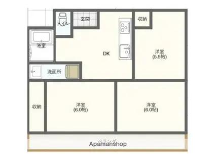 ダイニマンション江平(3DK/5階)の間取り写真