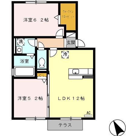 エスポアール・タカムラⅡ(2LDK/1階)の間取り写真
