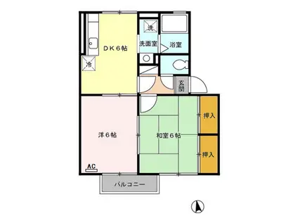 ファミール小春の里 D棟(2DK/2階)の間取り写真