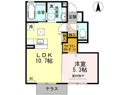 シャトーK(1LDK/1階)の間取り写真