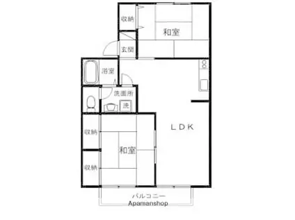 リバーサイド加納B棟(2LDK/1階)の間取り写真