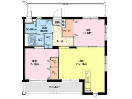 ユーミー高洲(2LDK/1階)の間取り写真