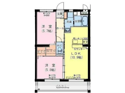 サンテラス・TUTOMI(2LDK/1階)の間取り写真