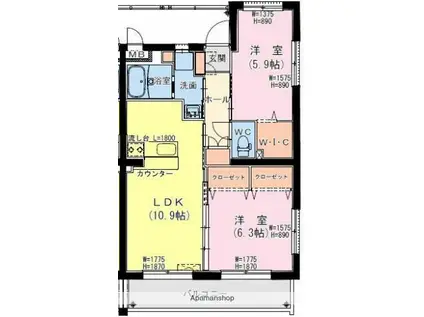 サンテラス・TUTOMI(2LDK/1階)の間取り写真