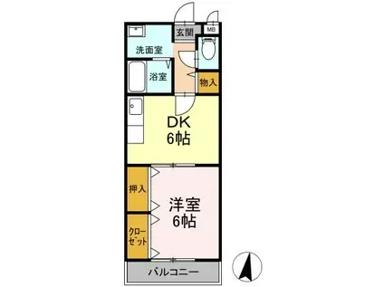 コーポヤングファミリー(1DK/1階)の間取り写真