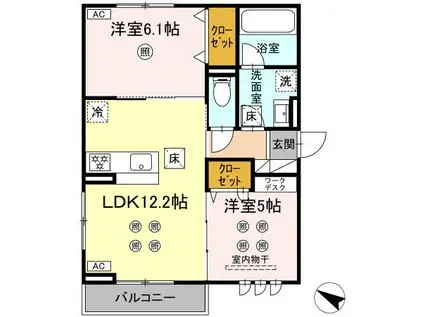D-RESENA大橋III(2LDK/1階)の間取り写真