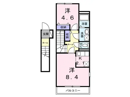 エミールシャラン・Ⅱ(1LDK/2階)の間取り写真