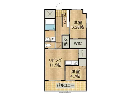 ディアコート新栄(2LDK/8階)の間取り写真