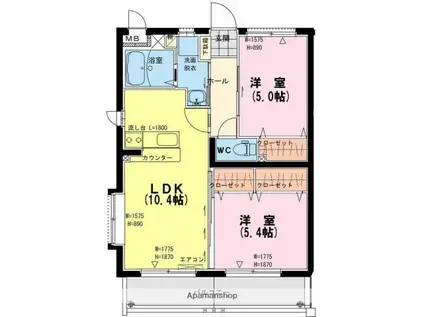 グラン ソレイユ(2LDK/2階)の間取り写真