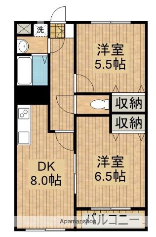 グランディールⅡ(2DK/3階)の間取り写真