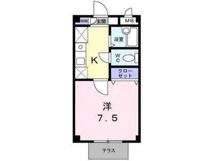 シーサイド大淀(1K/1階)の間取り写真