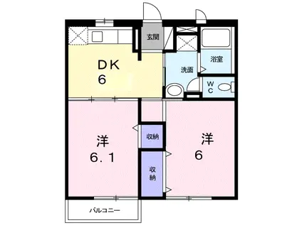 サンテラス窪D(2DK/2階)の間取り写真