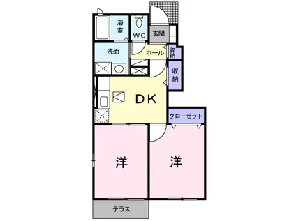カーサMF(2DK/1階)の間取り写真