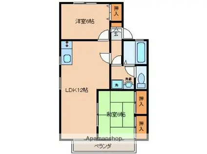 セジュールモトハシ(2LDK/2階)の間取り写真
