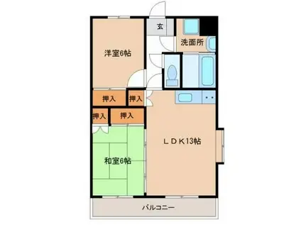 サンライズ吉村Ⅰ(2LDK/2階)の間取り写真