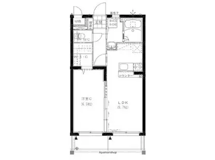 ハーバーウエスト(1LDK/2階)の間取り写真