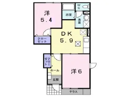 サンパティークミツイ(2DK/1階)の間取り写真