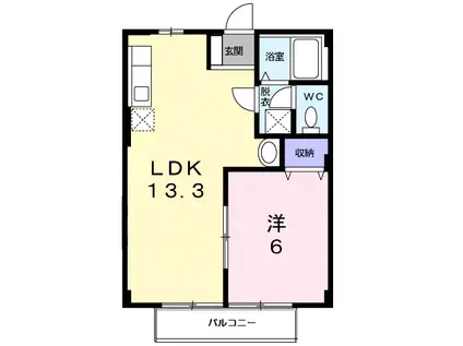 サンハイム池田B(1LDK/2階)の間取り写真