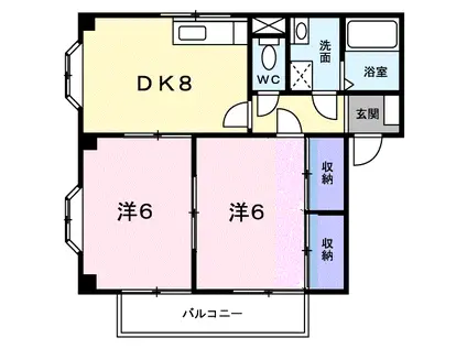 ヴィラマリンA(2DK/1階)の間取り写真