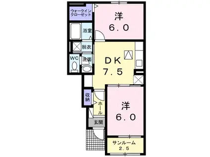 コナン・レジデンス(2DK/1階)の間取り写真