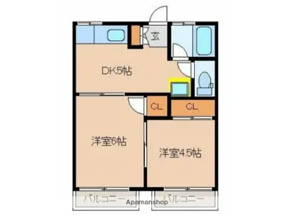 ファーストライフⅣ(2K/1階)の間取り写真